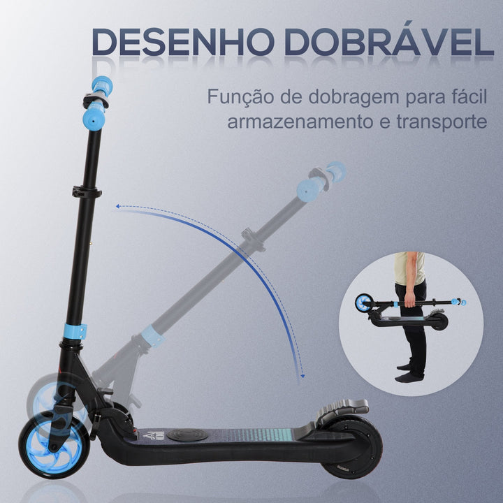 Trotinete Elétrica para Crianças acima de 6 Anos Trotinete Elétrica Dobrável com Altura Ajustável Bateria 24V Velocidade Máxima 8km/h Carga Máxima 50kg 71x36,5x75-80cm Azul