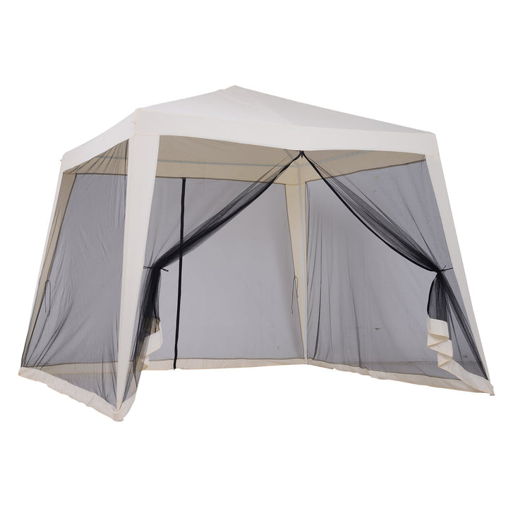 Tenda 3x3x2,35 m com Painéis Laterais e Mosquitero Aço Exterior Poliéster Cor Bege