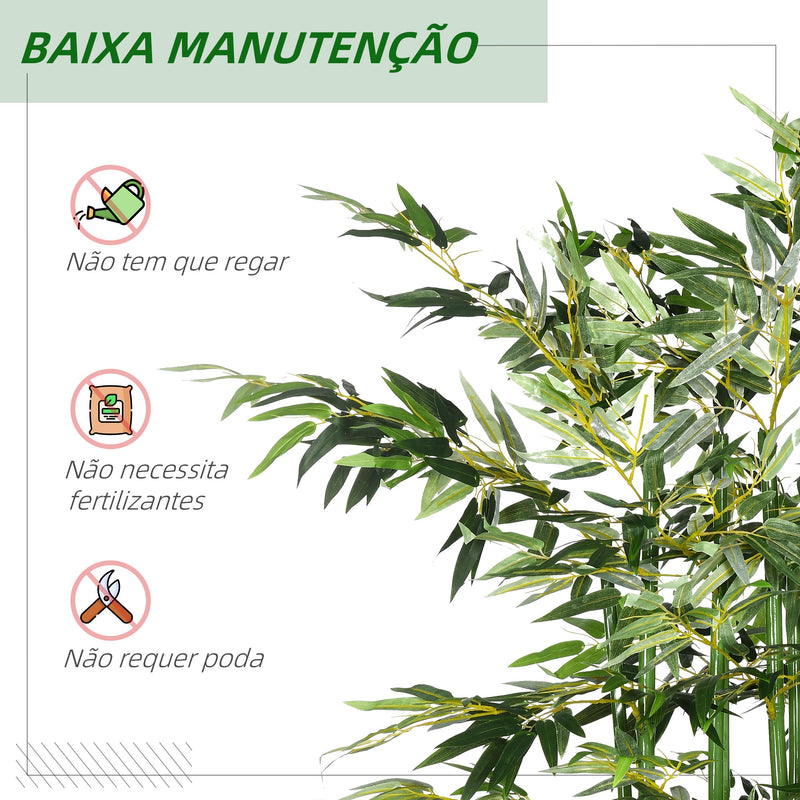 Planta Artificial em Vaso de Madeira de Pinho 180cm Bambu Artificial com 1640 Folhas Realistas Decoração para Interior e Exterior 35x10x180 cm Verde