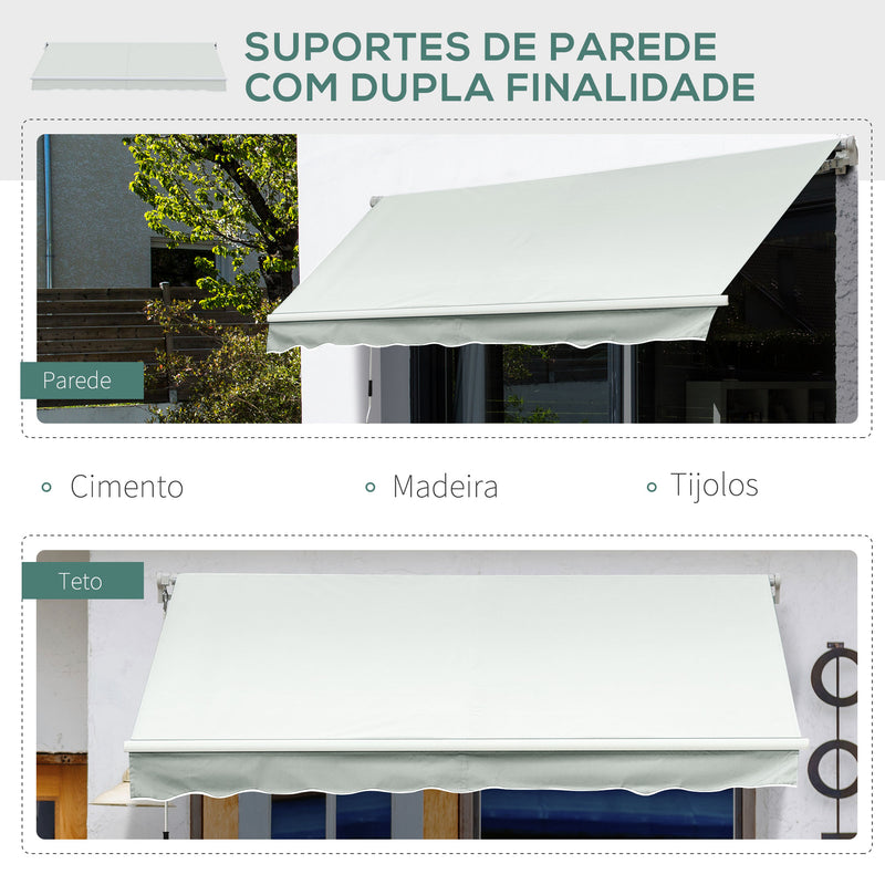 Toldo Manual Retrátil com Manivela 200x295 cm Toldo de Parede com Proteção Solar UV50+ e Estrutura de Alumínio para Jardim Varanda Exterior Creme