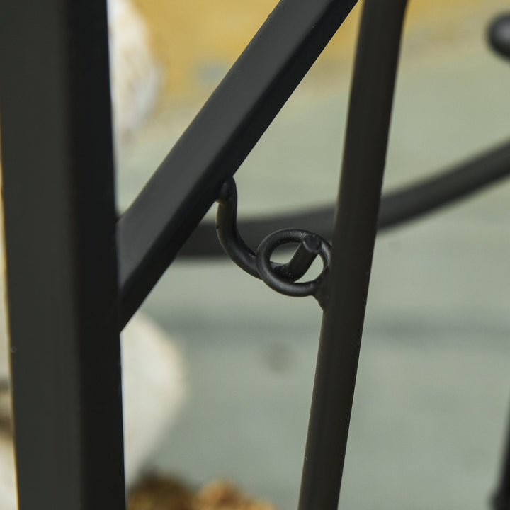 Suporte para Lenha de 2 Níveis Porta Lenha Exterior e Interior Metálico com 4 Ferramentas para Lareira Carga Máx. 70kg 44,5x29,x73 cm Preto