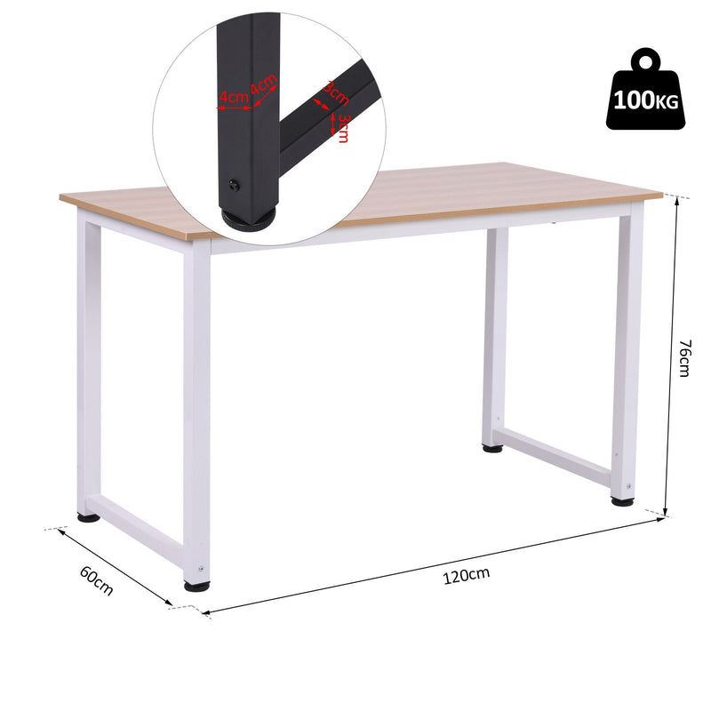 Mesa de computador para casa o oficina com os pés ajustáveis mobiliário de escritório simples 120x60x76cm carga 100 kg armação de metal