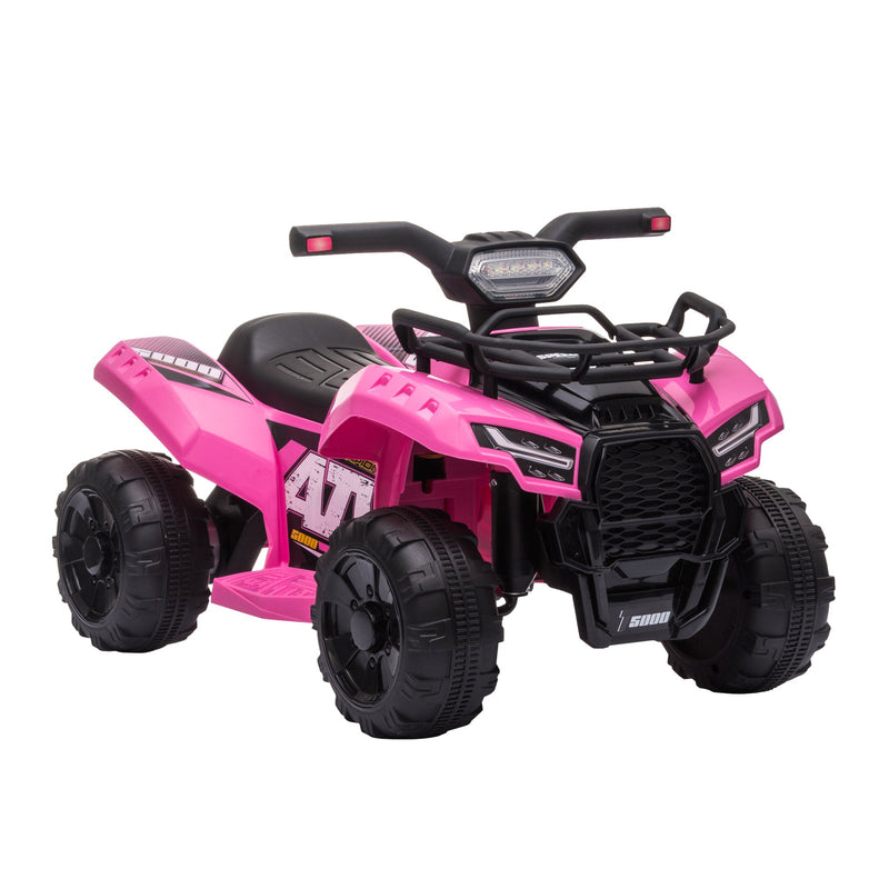 Quadriciclo Elétrico para Crianças de 18-36 Meses Veículo Elétrico a Bateria 6V Infantil com Faróis LED Velocidade 2km/h 66x44x42cm Rosa