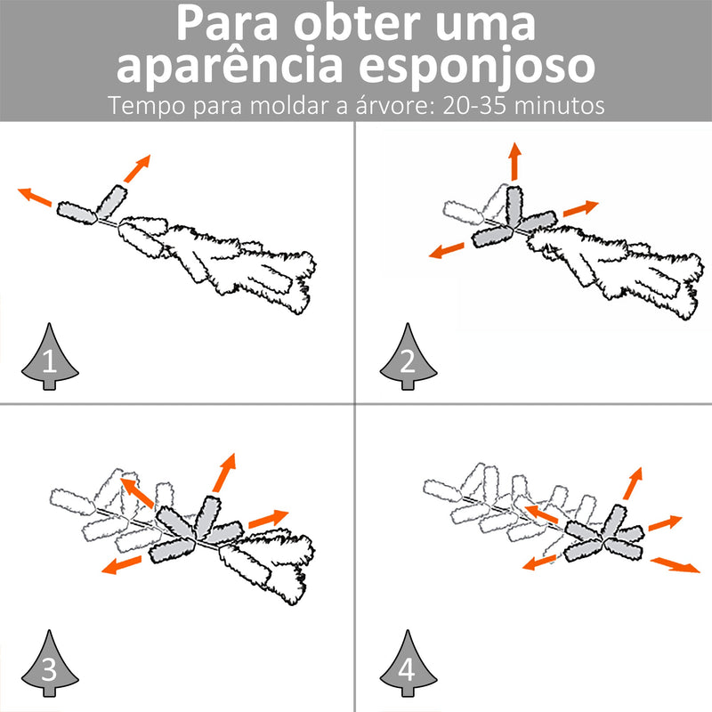 HOMCM Árvore de Natal artificial com 490 ramos 170 luzes LED Estrutura articulada com base dobrável de metal para interior F75x150 cm Verde