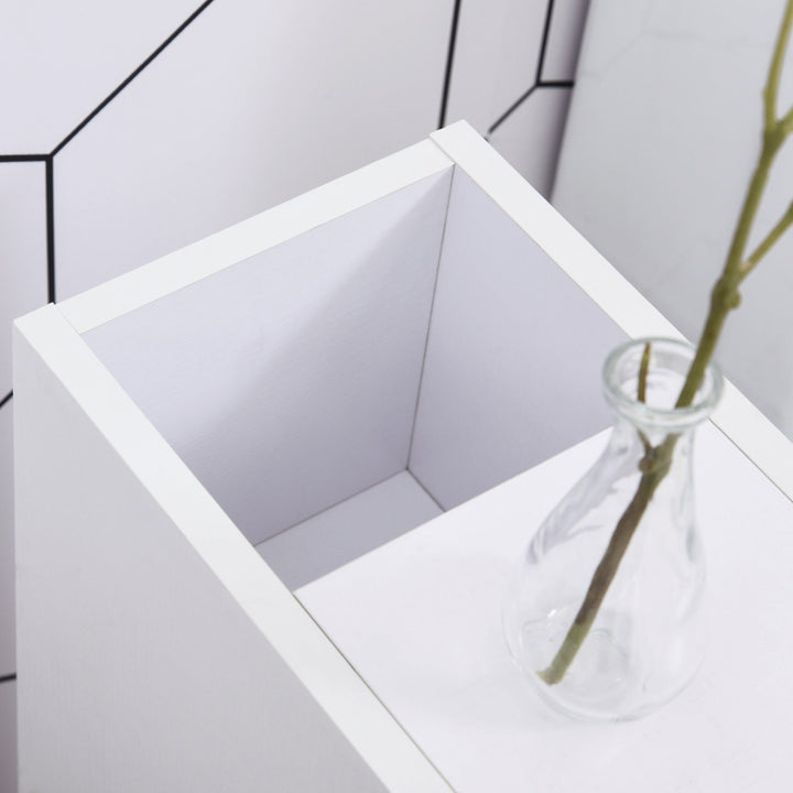 Armário de Casa de Banho Móvel Auxiliar para Espaço Reduzido com Rodas Prateleiras Abertas Armário e Gaveta 18x30x68,5cm Branco