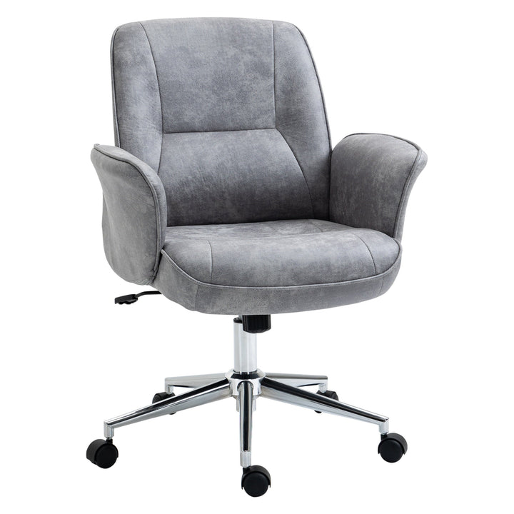 Cadeira de Escritório Ergonômica Giratória com Altura Ajustável Apoio para os Braços e Encosto Acolchoado 67x69x92-102cm Cinza