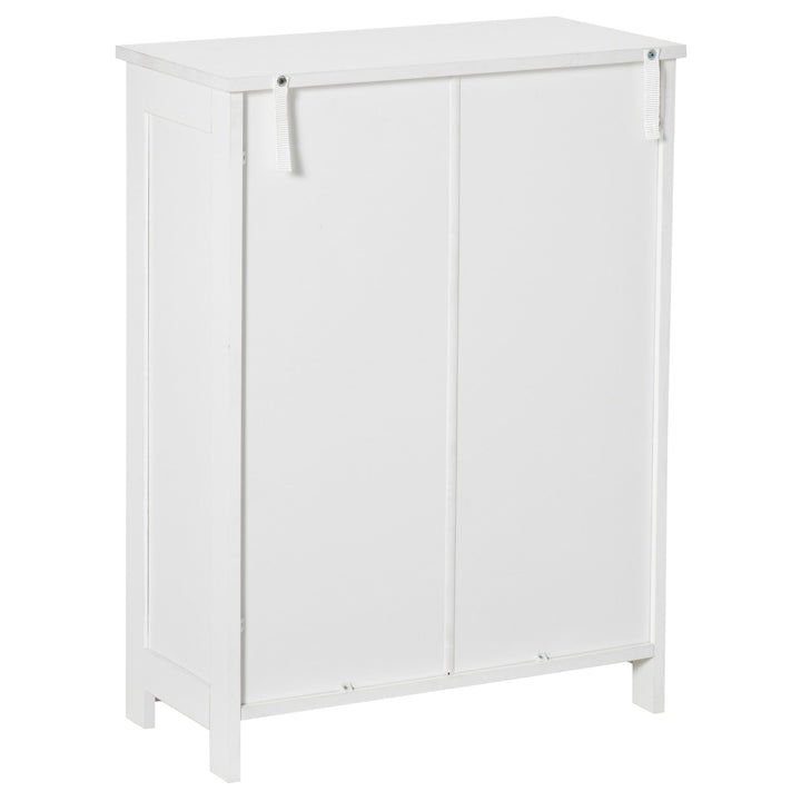 Armário para Casa de Banho com 2 Portas Prateleira Interior Ajustável e Compartimento Aberto Móvel Auxiliar de Armazenamento para Sala de Estar Cozinha 60x30x80cm Branco