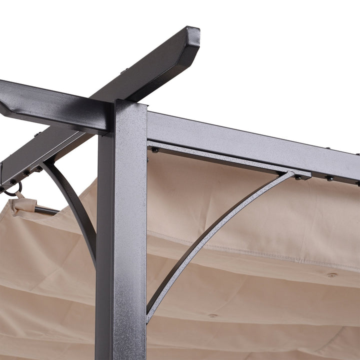 Pérgola para Jardim 3x3m com Telhado Retrátil Tecido de Poliéster Resistente à Água e UV
