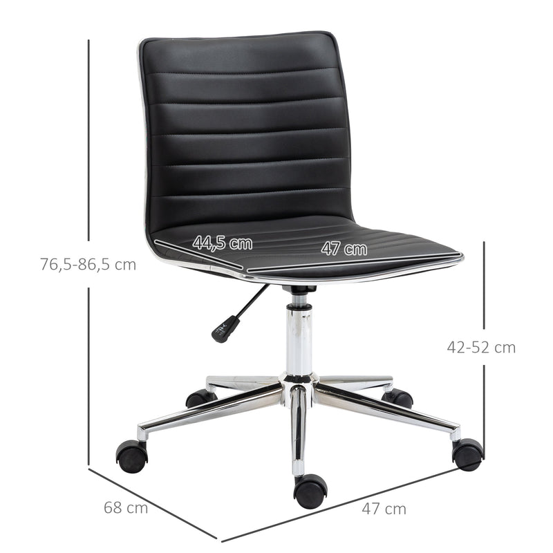 Cadeira de Escritório Ergonômica Giratória com Altura Ajustável Encosto Estofado em Couro Sintético Carga 120kg 47x57x76,5-86,5cm Preto