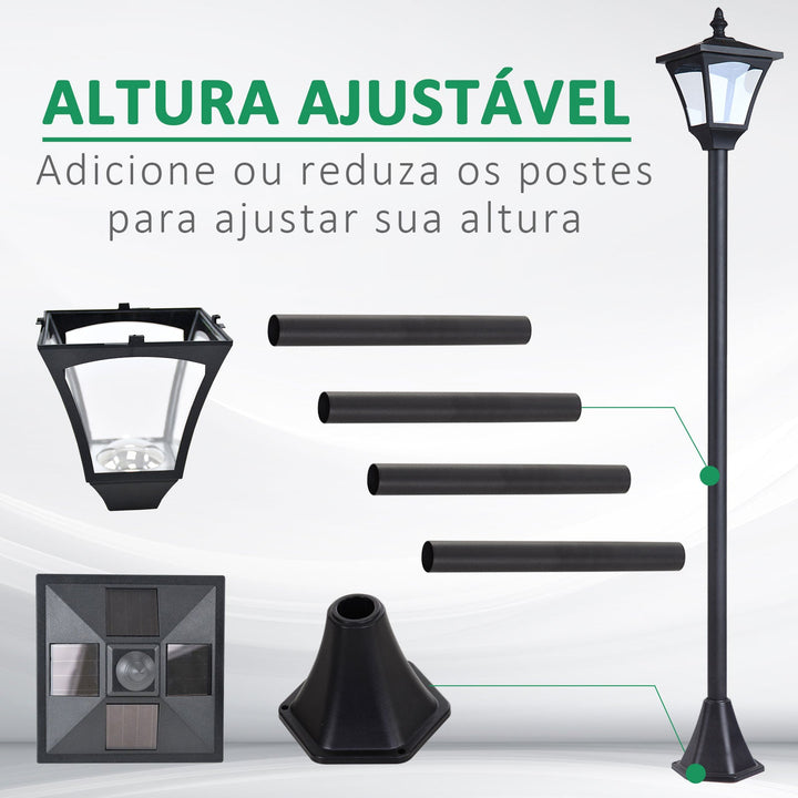 Farol de jardim clássica IP44 com luzes solares inteligentes LED 15x15x120 cm preto