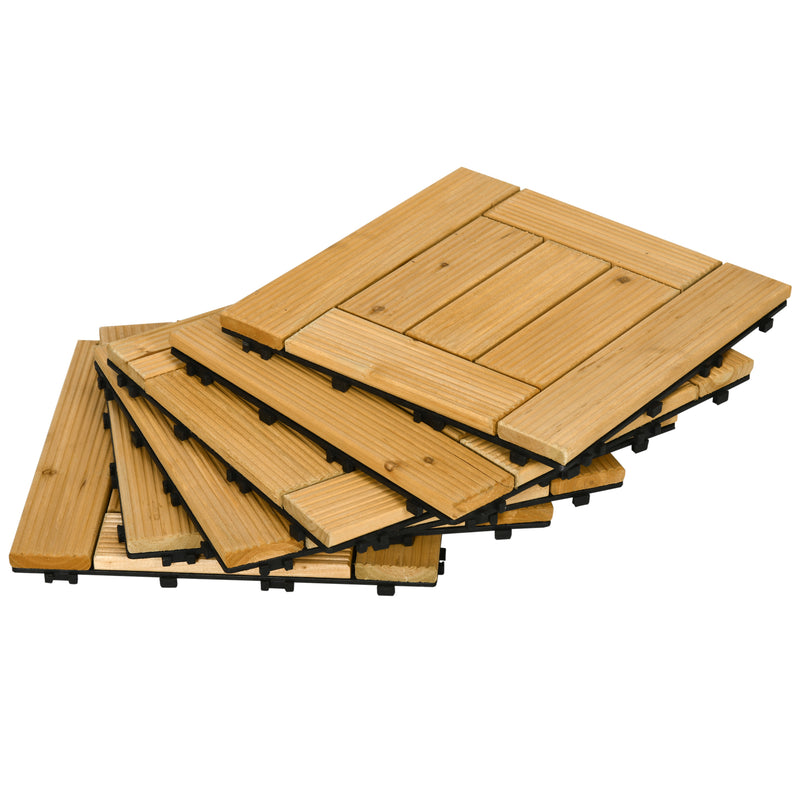 Conjunto de 27 Peças de Deck de Madeira para Exterior 30x30cm Área de 2,5m² Ladrilhos para Exterior com Sistema Clic para Balcão Terraço Jardim Madeira