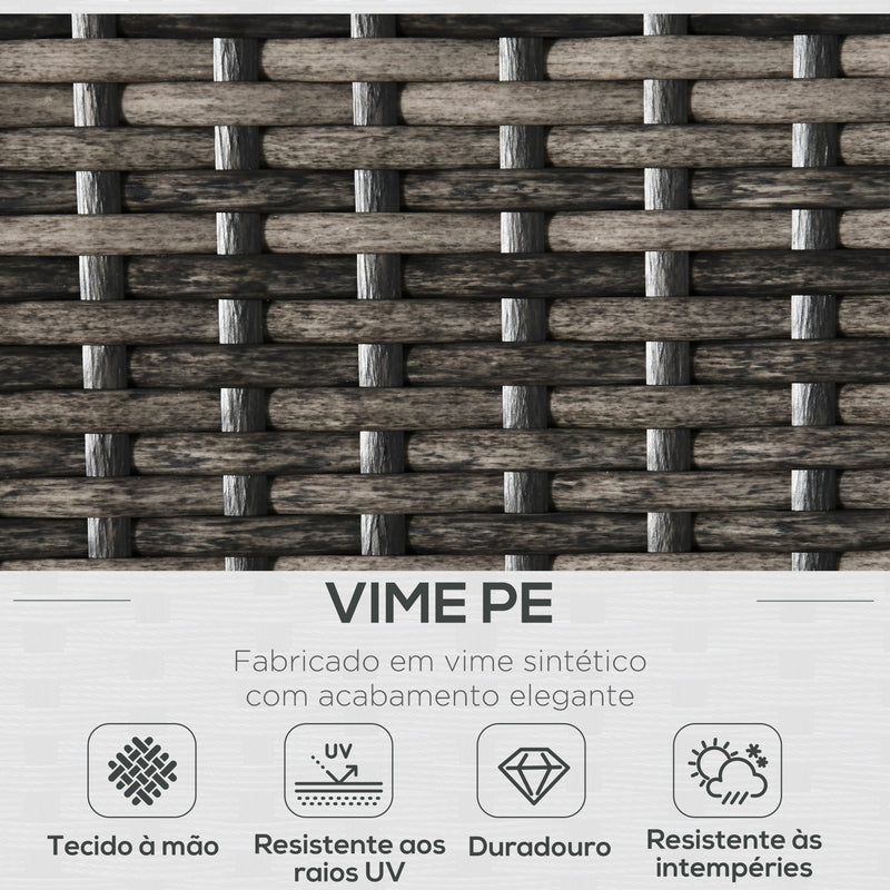 Conjunto Móveis de Jardim Vime Conjunto de 4 Peças de Móveis de Exterior com Sofá de 2 Lugares Poltrona Individual e Mesa de Centro para Varanda Pátio Preto