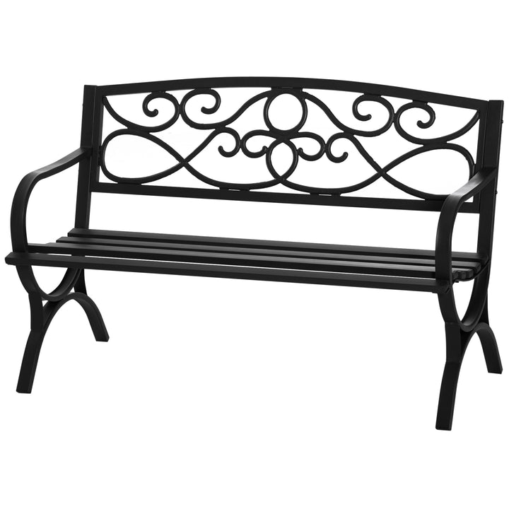 Banco de Jardim de 2 Lugares com Encosto e Apoio para os Braços Vintage para Terraço Varanda Pátio Exterior Carga 280kg Ferro Fundido 128x58,5x85cm Preto