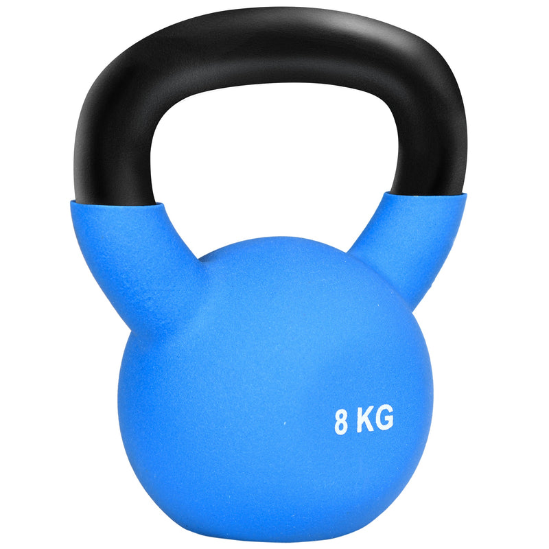 Kettlebell de 8kg de Ferro Fundido Haltere Kettlebell com Revestimento de Neoprene para Treinamento de Força Casa Ginásio 18x11x20cm Azul