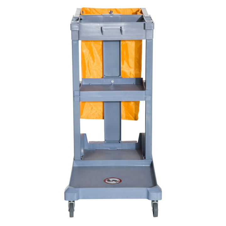 Carrinho de Limpeza com Saco 100L Profissional e Multifuncional para Colectividades Hostal do Hotel com 3 Bandejas e 1 Plataforma 113x50.5x96.5cm