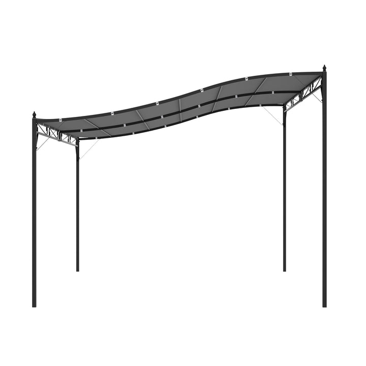 Pérgola de Jardim 4x3m Pérgola com Toldo e 4 Orifícios de Drenagem para Pátio Terraço Metal e Poliéster 180 g/m² Resistente Cinza
