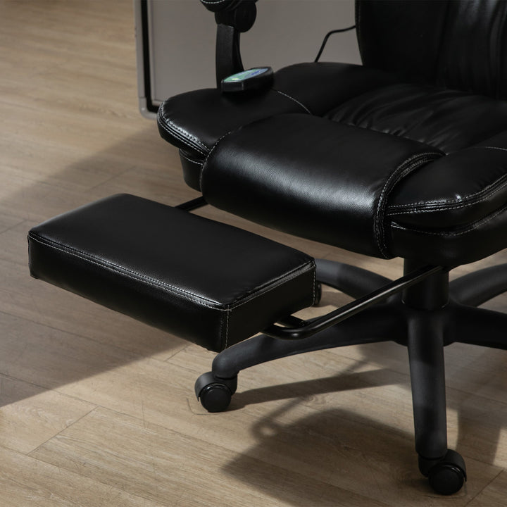 Cadeira de Escritório Giratória com Altura Ajustável 6 Pontos de Massagem Controle Remoto e Apoio para os Pés Retrátil 68,5x68,5x119-127cm Preto