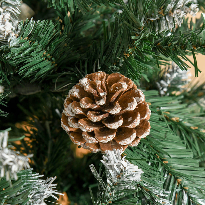Árvore de Natal Artificial Ø90x180cm com 1111 Ramos de PVC e 59 Pinhas Base Dobrável e Suporte de Aço Decoração de Natal para Interiores Verde