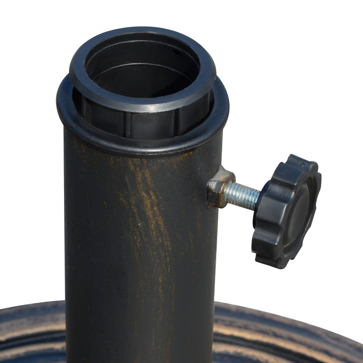 Base Chapéu de Sol de Jardim Suporte para Chapéu de Sol Redondo para Mastros de 38mm/48mm Resina e Aço para Terraço Pátio Exterior Ø45x33cm Bronze