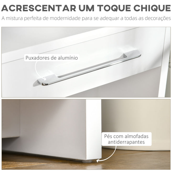 Mesa Consola com 2 Gavetas e Prateleira de Armazenamento Móvel de Entrada para Corredor Sala de Estar Estilo Moderno Anti-Rolamento Carga Máxima 50kg 101,6x28x76,2cm Branco