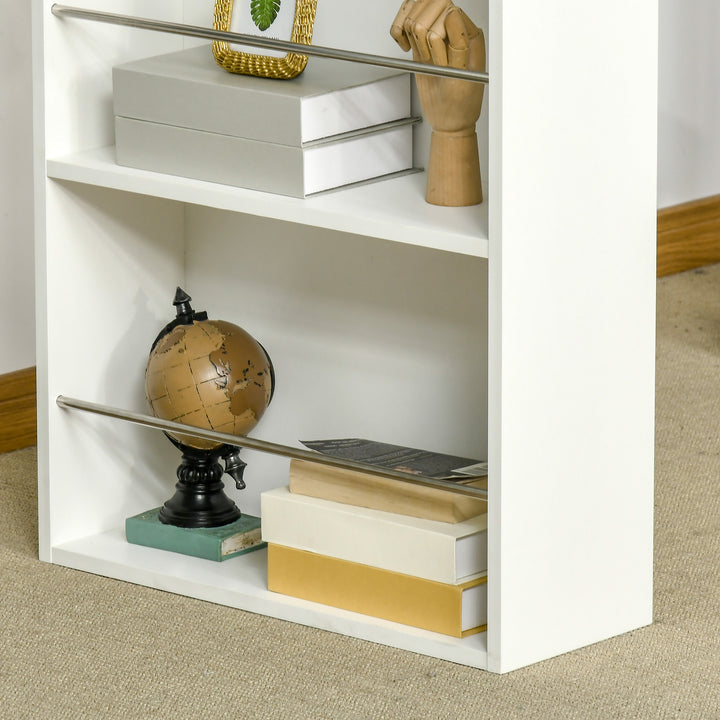 Mesa de Bar de Bistrô com 3 Prateleiras com Suporte Estilo Moderno para Cozinha Sala de Jantar Sala de Estar Estrutura de Melamina 112x57x106 cm Branco