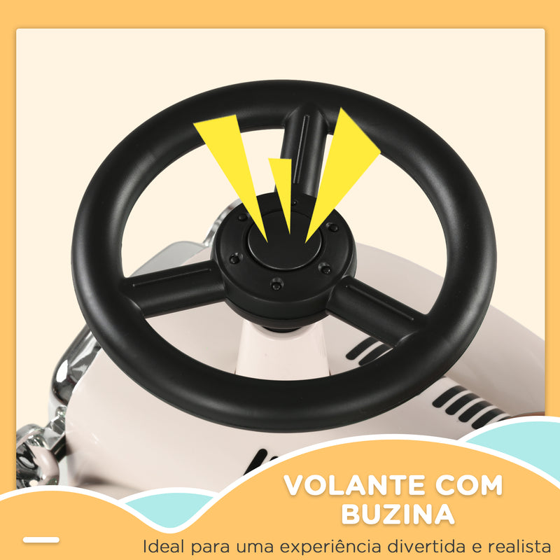 Carro Andador para Bebé de 12 a 36 Meses Carro Andador sem Pedais com Buzina Compartimento de Armazenamento e Volante para Interior e Exterior 58x27x35 cm Creme