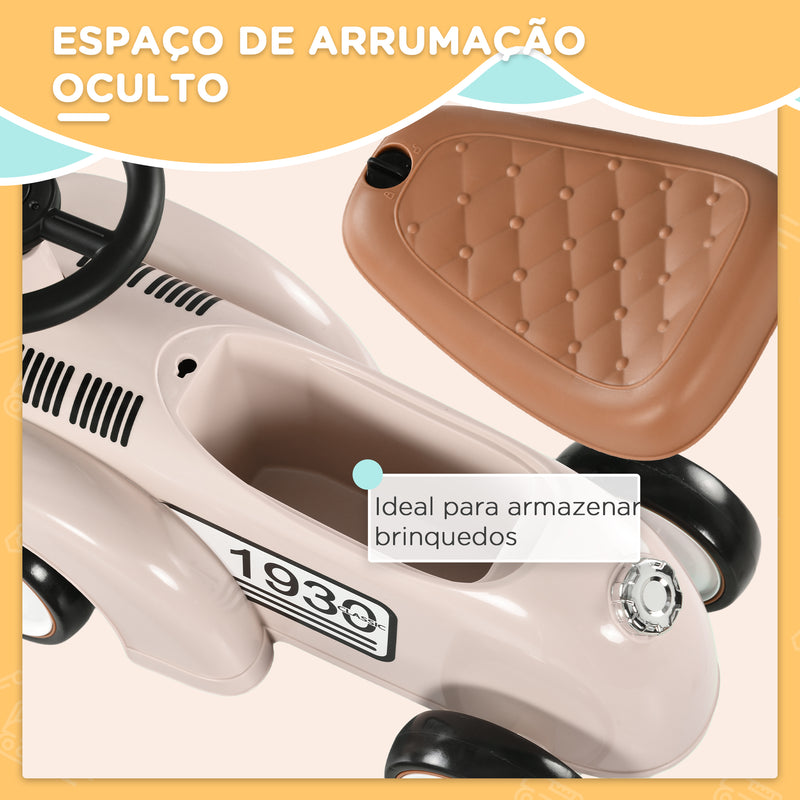 Carro Andador para Bebé de 12 a 36 Meses Carro Andador sem Pedais com Buzina Compartimento de Armazenamento e Volante para Interior e Exterior 58x27x35 cm Creme