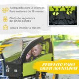 Reboque de Bicicleta para Crianças acima de 18 Meses Reboque de Bicicleta com 2 Lugares com Cinto de Segurança Espaço de Armazenamento e Sistema de Amortecimento 140x88x90 cm Verde