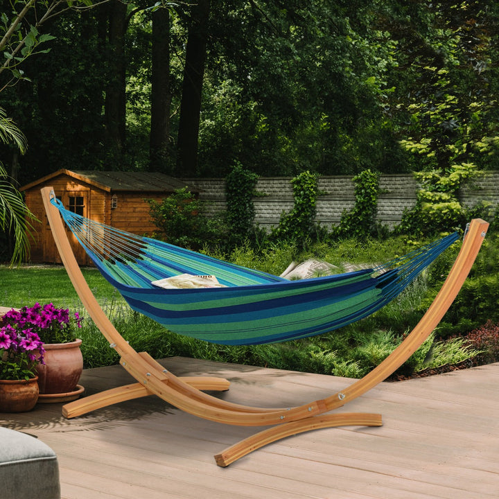 Suporte para Camas de Rede de Madeira 325x120x118cm Estrutura para Cama de Rede Dupla Carga Máxima 120kg para Jardim Terraço Interior e Exterior Natural
