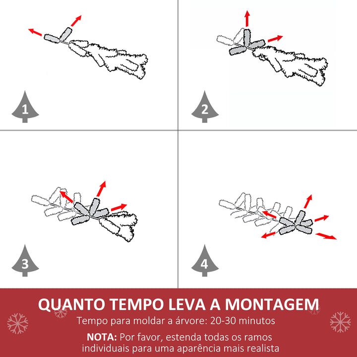 Árvore de Natal Artificial Altura 150cm Ignífugo com 502 Ramos 150 Luzes LED IPX2 8 Modos Folhas de PVC Base Dobrável e Suporte Metálico Decoração de Natal para Interiores Verde