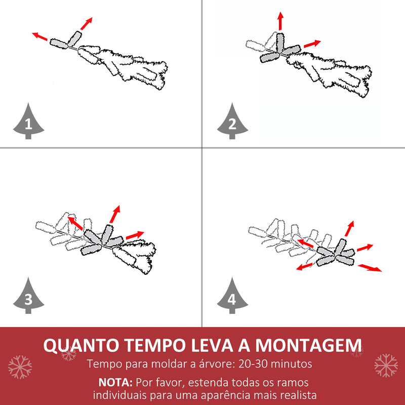 Árvore de Natal Artificial Altura 150cm Ignífugo com 502 Ramos 150 Luzes LED IPX2 8 Modos Folhas de PVC Base Dobrável e Suporte Metálico Decoração de Natal para Interiores Verde