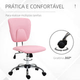 Cadeira de Escritório Cadeira de Escritório Giratória de Couro PU com Altura Ajustável e Função Basculante para Estúdio Dormitório Carga Máxima 120 kg 50x54x87,5-96,5 cm Rosa