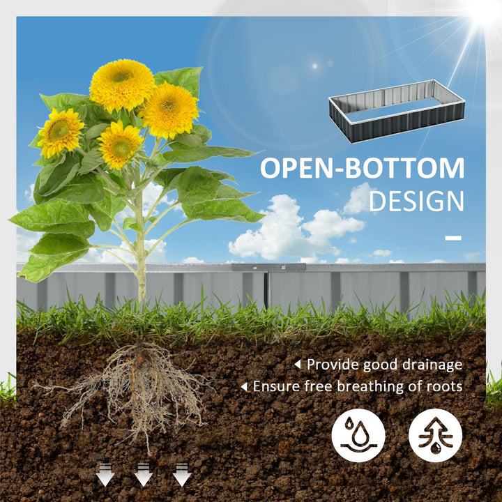 Caixa de Plantio de Aço Inclui Luvas Caixa de Plantio Retangular para Cultivos de Plantas e Flores para Terraço Balcão Exterior 174x90x30 cm Cinza