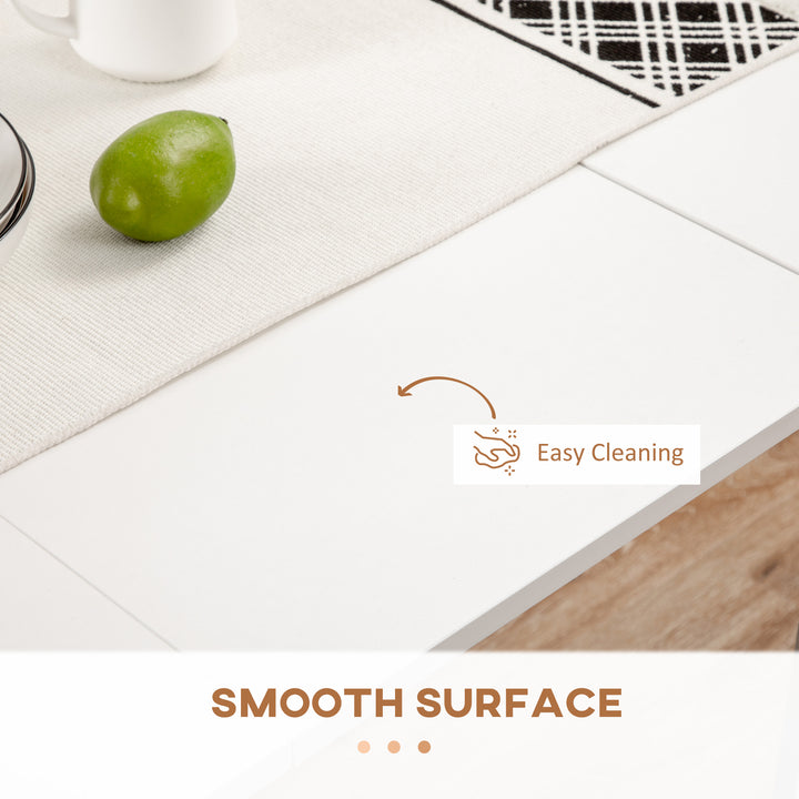 Mesa de Jantar Extensível para 4-6 Pessoas com Lateral Abatível Mesa Auxiliar Multifuncional para Escritório Cozinha Carga Máxima 60kg 180x85x75cm Branco