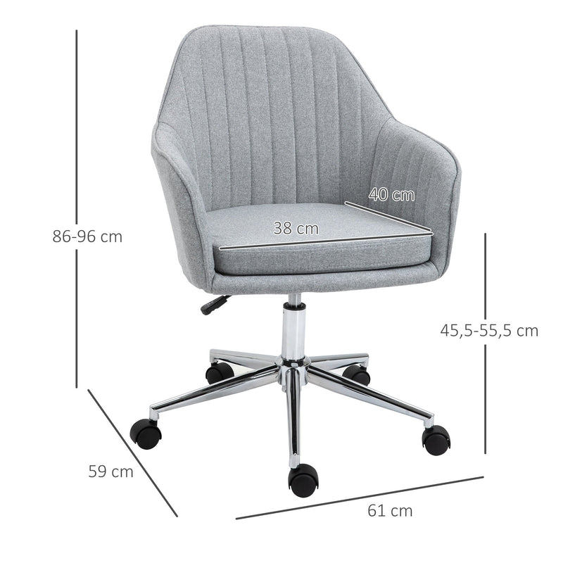 Cadeira de escritório ergonômica giratória ajustável em altura elegante Carga 120 kg 61x59x86-96 cm Cinza