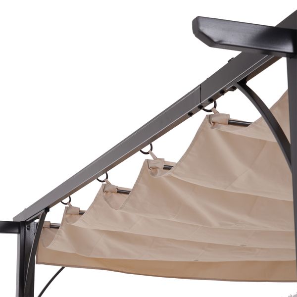 Pérgola para Jardim 3x3m com Telhado Retrátil Tecido de Poliéster Resistente à Água e UV