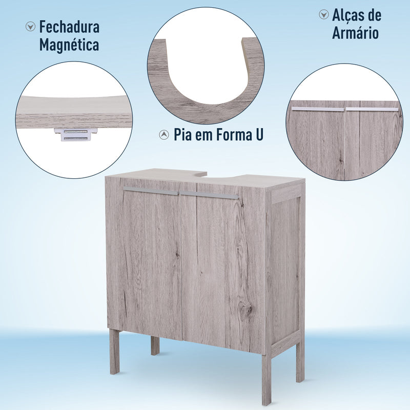 Armário Baixo com 2 Portas para Banheiro 60x30x70 cm