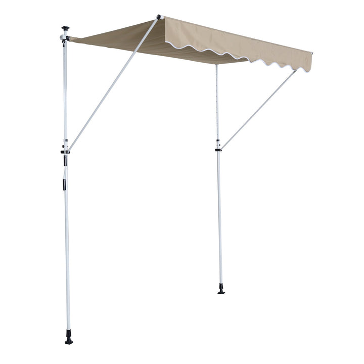 Toldo Portátil Pátio Varanda 3x1,5m Toldo Manual Dobrável de Alumínio Altura Regulável com Manivela para Terraço Jardim Bege
