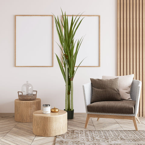 Planta Artificial de Mandioca com Vaso 190cm Planta Artificial com 39 Folhas Realistas para Decoração em Casa Sala de Estar Escritório Ø17x190 cm Verde