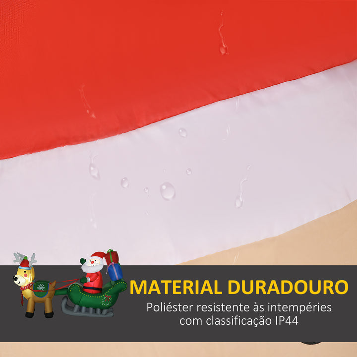 Decoração Insuflável de Natal Pai Natal com Trenó e 2 Renas Decoração de Natal com 4 Luzes LED para Jardim Pátio 210x70x125 cm Multicor
