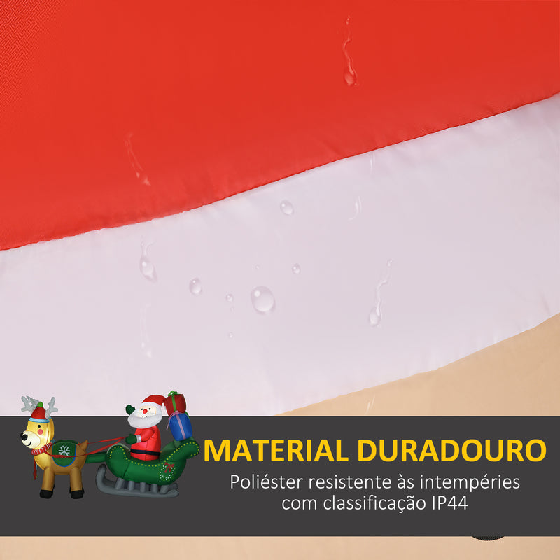 Decoração Insuflável de Natal Pai Natal com Trenó e 2 Renas Decoração de Natal com 4 Luzes LED para Jardim Pátio 210x70x125 cm Multicor