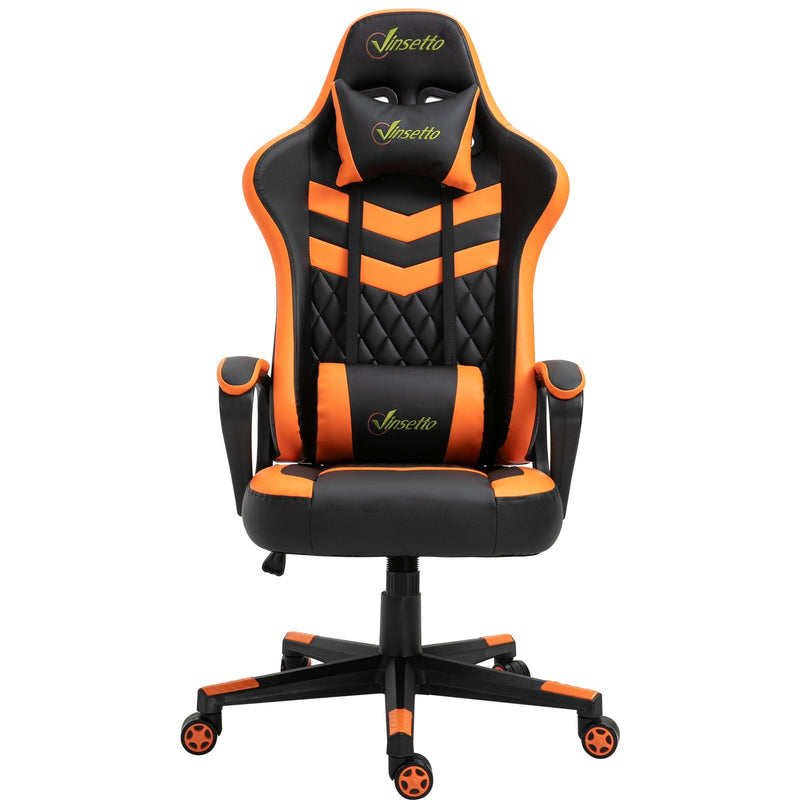 Cadeira gaming para escritório Ergonômico Altura ajustável basculante com apoio de cabeça e almofada lombar 61x70x121-129 cm laranja