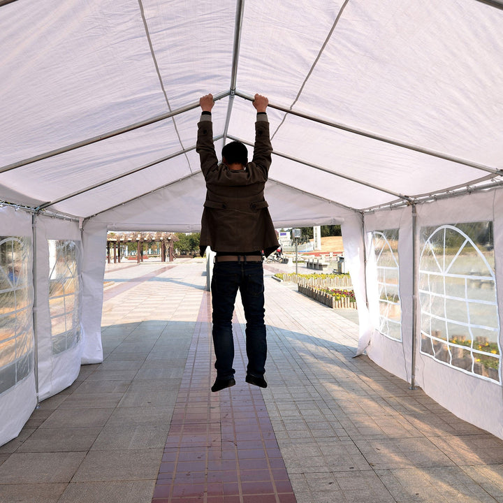 Pérgola para Jardim 6x4x2,8m de Tela de PE Aço Branco
