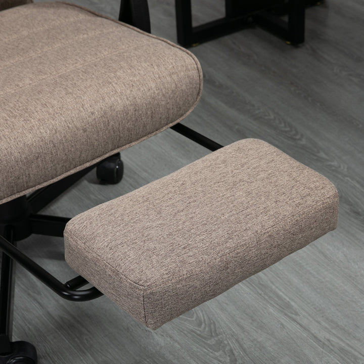 Cadeira de Escritório Giratória Cadeira de Escritório Reclinável com Altura Ajustável Apoio para os Braços Apoio para os Pés Retrátil para Sala de Estar Escritório Estúdio Carga 20kg 68x67x106-114cm Marrom