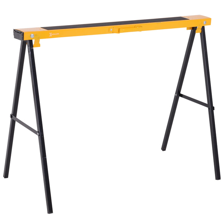 Cavalete de Serra com Patas Dobráveis Cavalete Metálico 2 Peças com Asa Tapete Antiderrapante Máx. 250kg Aço