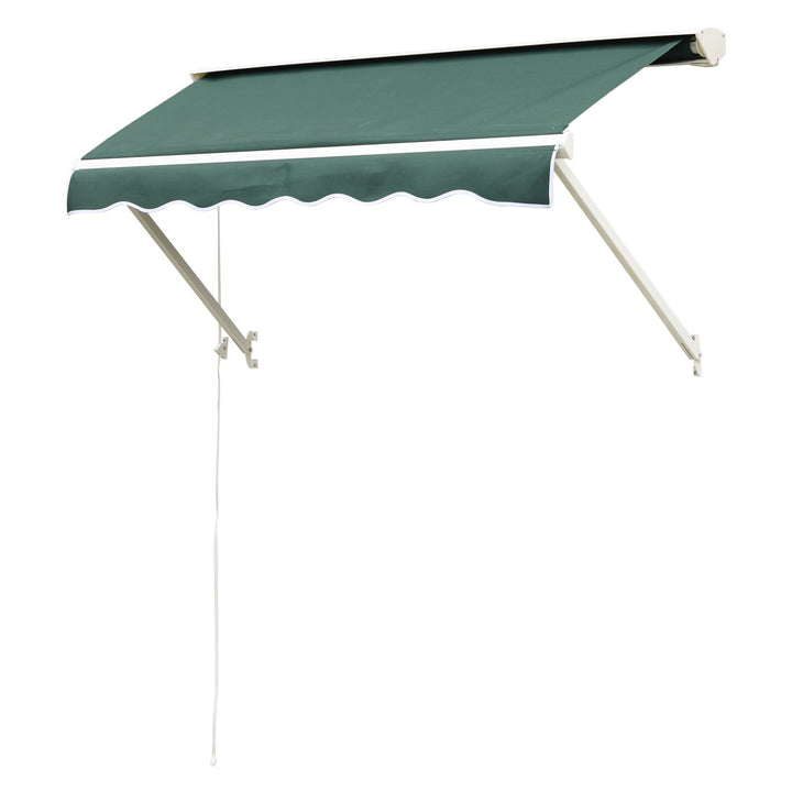 Toldo da janela de Toldo Manual Alumínio Retrátil para exterior toldo do balcão tela impermeável do poliéster do ângulo ajustável 180x70Cm verde