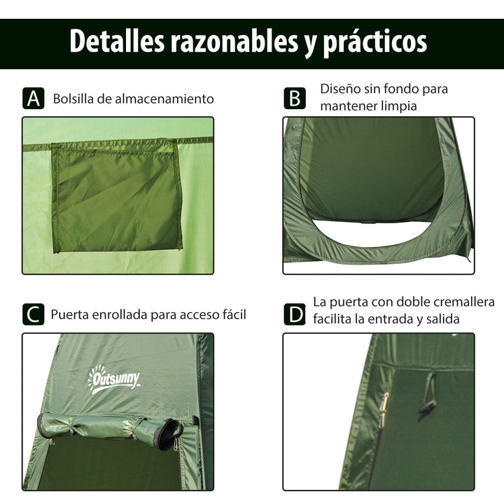 Tenda de acampamento multifuncional leve e dobrável à prova d'água Estrutura flexível e estável com sistema POP-UP 100x100x185cm Verde