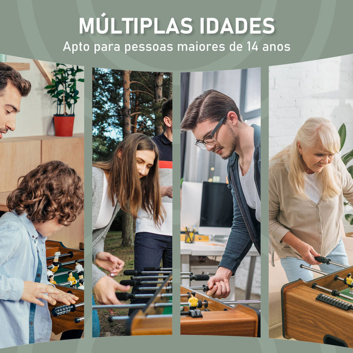 Mesa de Matraquilho para Crianças e Adultos Matraquilho 69x37x70cm com 2 Bolas 6 Hastes Metálicas 2 Placares de Pontos 18 Jogadores Pés Dobrável para Familias Festas Madeira