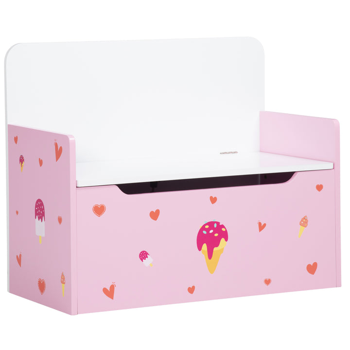 Baú Infantil 2 em 1 Baú de Armazenamento Organizador de Brinquedos para Crianças acima de 18 Meses com Tampa de Fechamento Seguro para Dormitório Sala de Jogos Carga 50kg 60x30x50cm Rosa