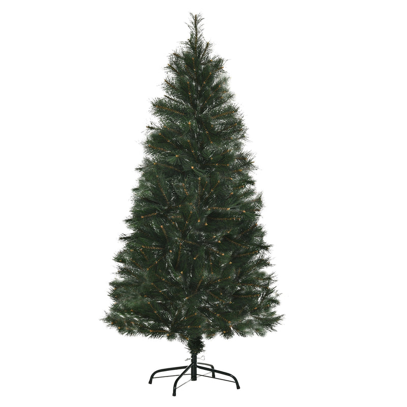 Árvore de Natal 150cm Artificial com 219 Agulhas de Pinheiro de PVC Ignífugo Base Dobrável e Suporte de Aço Montagem Rápida Decoração de Natal para Interiores Verde